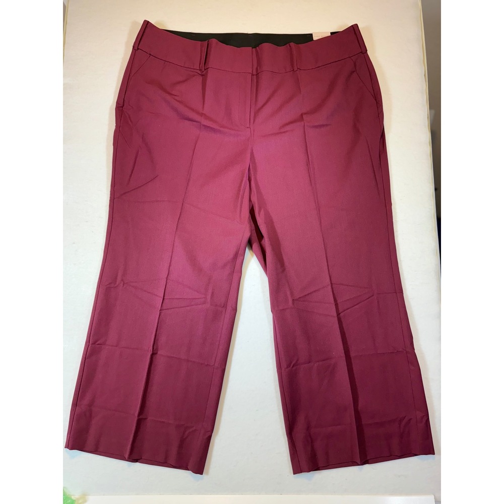 Lane Bryant Burgundy Wide Leg Cropped Pants Women's Size 28 Formal Trousers